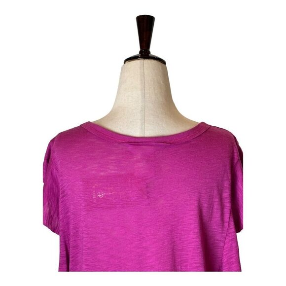 Free People Shirt Women Small Pink Raspberry Ruffled So Easy Tee Top Boho NWT - Picture 5 of 12